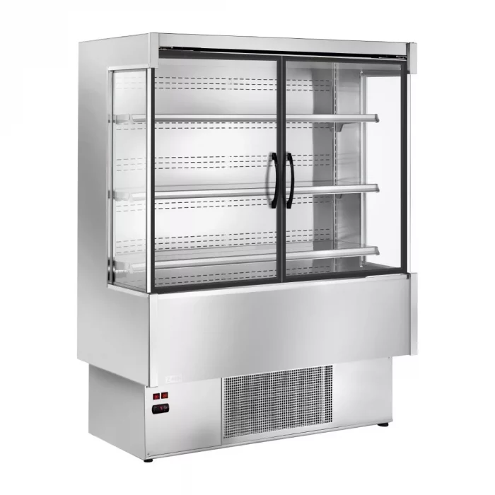 Zoin Silver Multideck Display Stainless Steel Finish with Hinged Doors 1500mm - Image 1