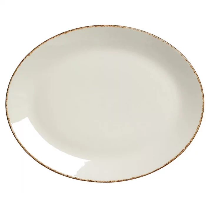 Steelite Brown Dapple Oval Coupe Plates 342mm (Pack of 12) - Image 1