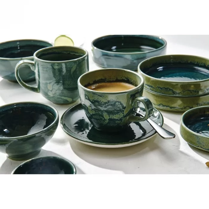Steelite Aurora Vesuvius Burnt Emerald Round Stacking Trays 165mm (Pack of 12) - Image 4
