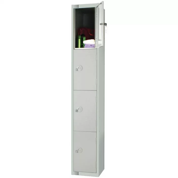 Elite Four Door Camlock Locker with Sloping Top Grey - Image 1
