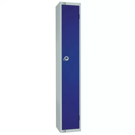 Elite Single Door Padlock Locker with Sloping Top Blue