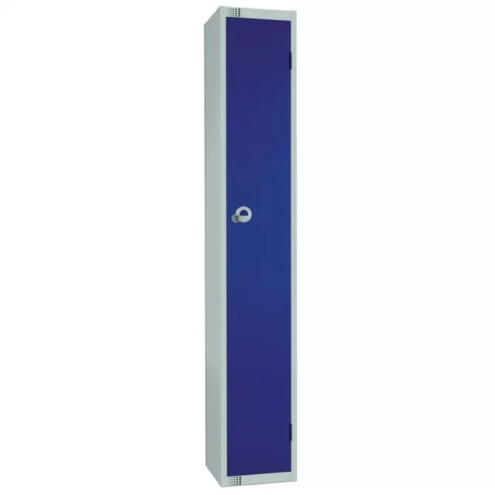Elite Single Door Padlock Locker with Sloping Top Blue - Image 1