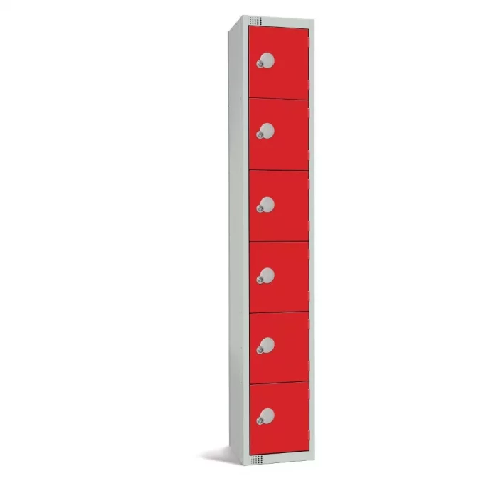 Elite Six Door Padlock Locker Red - Image 1
