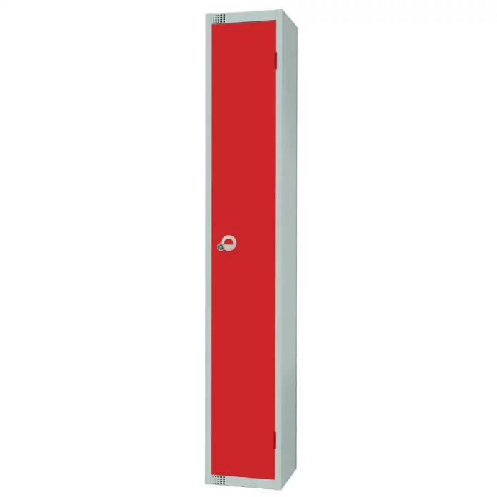 Elite Single Door Coin Return Locker with Sloping Top Red - Image 3