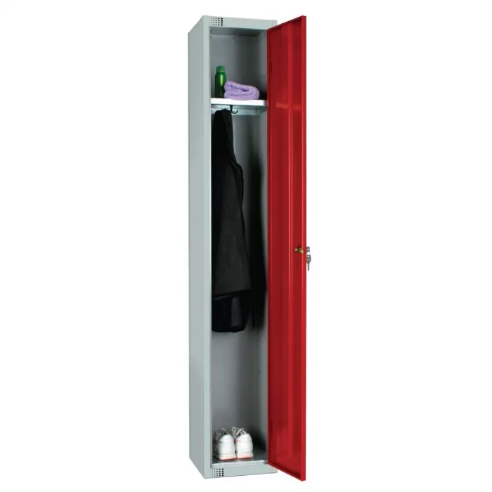 Elite Single Door Coin Return Locker with Sloping Top Red - Image 4