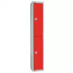 Elite Double Door Coin Return Locker with Sloping Top Graphite Red