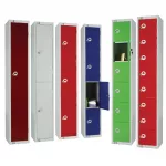 Elite Three Door Manual Combination Locker Locker Red with Sloping Top - Image 5