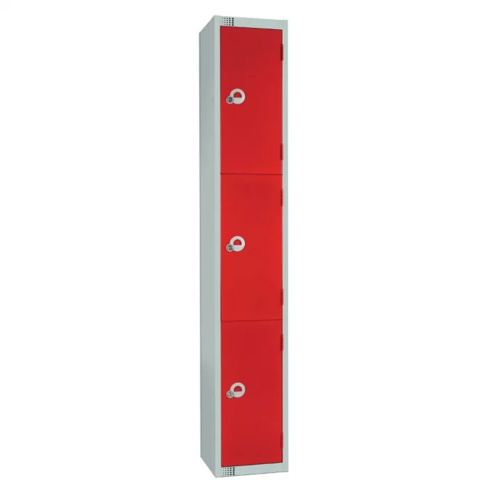 Elite Three Door Padlock Locker Red - Image 1
