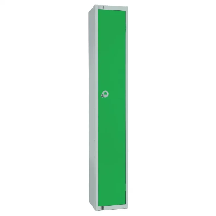 Elite Single Door Padlock Locker with Sloping Top Green - Image 1