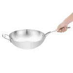 Vogue Tri Wall Wok Flat Base 35cm - Image 4