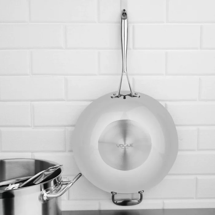 Vogue Tri Wall Wok Flat Base 35cm - Image 6