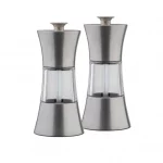 Table Craft 45ml Salt and Pepper Mills, Brushed Stainless Steel and Clear Acrylic 5.5cm Diameter x 13cm
