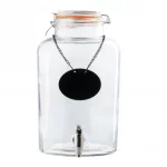 Table Craft 8.5L Rustic Country Glass Beverage Dispenser with Stainless Steel Faucet, Resealable Lid (Includes Chalkboard Necklace)
