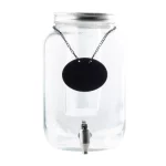 Table Craft 8L Mason Jar Glass Beverage Dispenser with Stainless Steel Faucet, (Includes Chalkboard Necklace, Ice Core and Infuser)