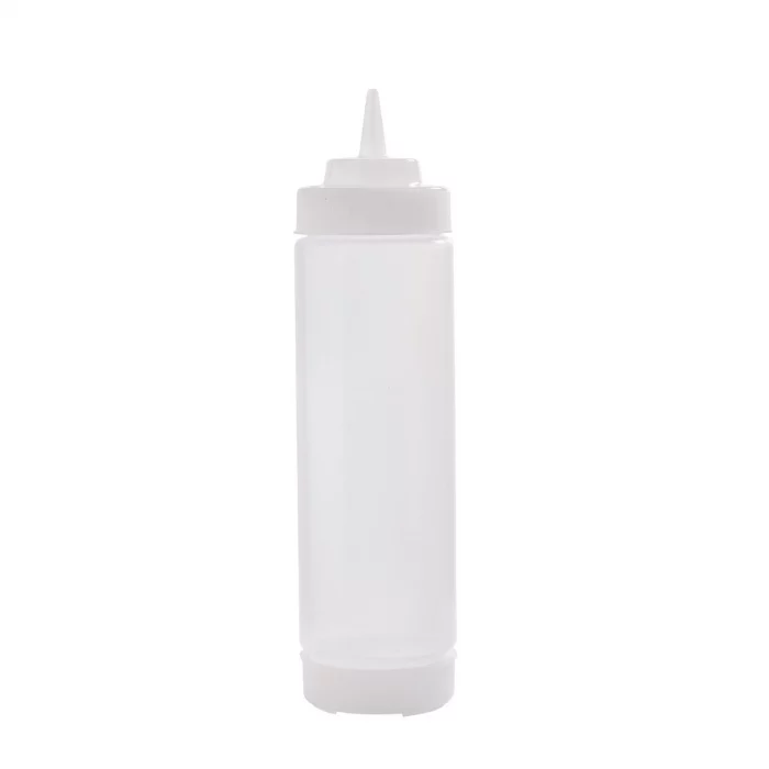 Table Craft 710ml Clear Dualway Widemouth Clear Squeeze Bottle with Cone TipTop Polyethylene x 12 - Image 2