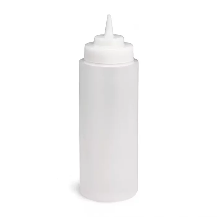Table Craft 950ml Widemouth Clear Squeeze Bottle with Natural TipTop Polyethylene - Image 2