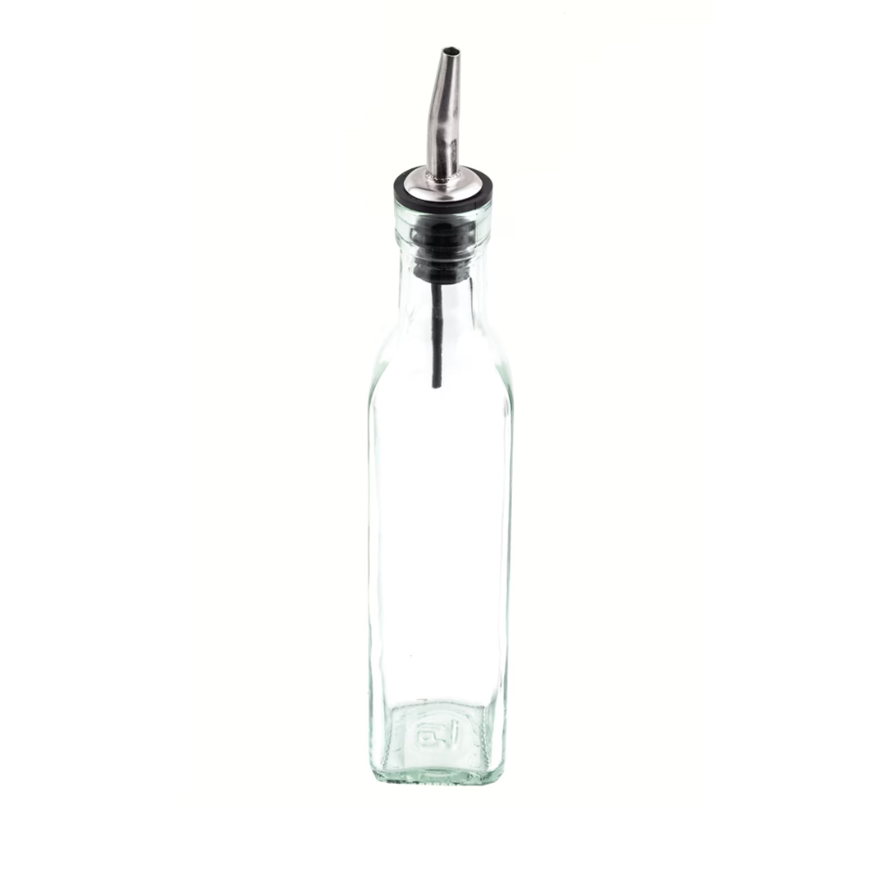 9085 Table Craft 250ml Prima Collection Glass Bottle with Stainless Steel Pourer (599P) x 12 - Image 1
