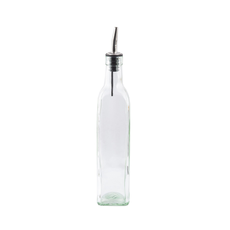 916 Table Craft 470ml Prima Collection Glass Bottle with Stainless Steel Pourer (599P) x 12 - Image 1