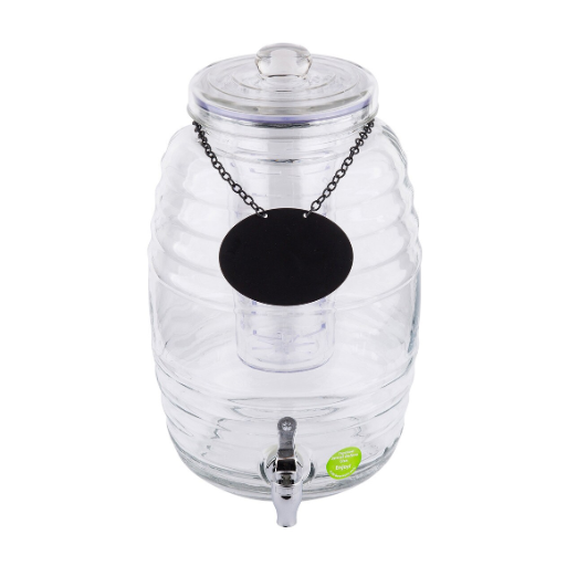 BDG1000 Table Craft 9.5L Beehive Glass Beverage Dispenser (Includes Chalkboard Necklace, Ice Core and Infuser) - Image 1