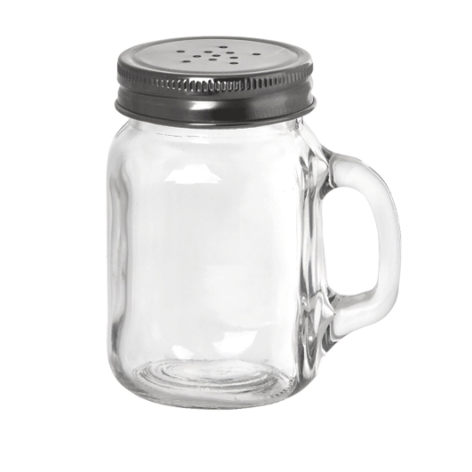 H475S&P Table Craft 140ml Mason Salt and Pepper Shakers, Glass with Stainless Steel Top x 6 - Image 1