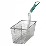 Table Craft Rectangular Fryer Basket, Green Handle, Nickel Plated Fine Mesh 63.5 x 16.5 x 34.5cm