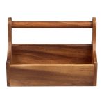 Tala Counter Display Tidy With 2 Compartments And Bar Carry Handle In Lacquered Acacia