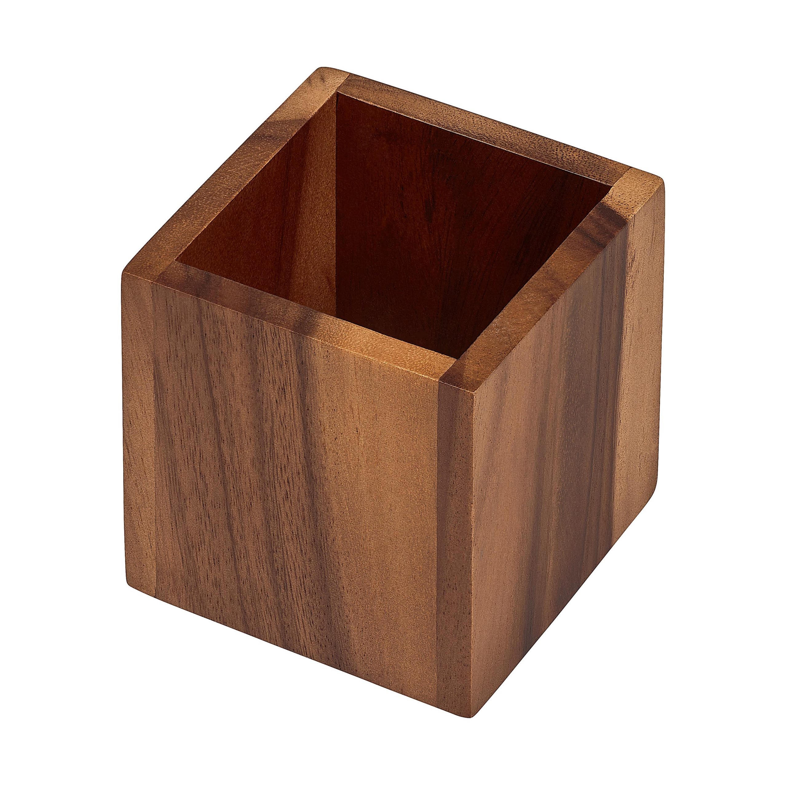 Stacked from 3 images. Method=B (R=8,S=4) Tala Small Square Storage / Display Box in Lacquered Acacia - Image 1
