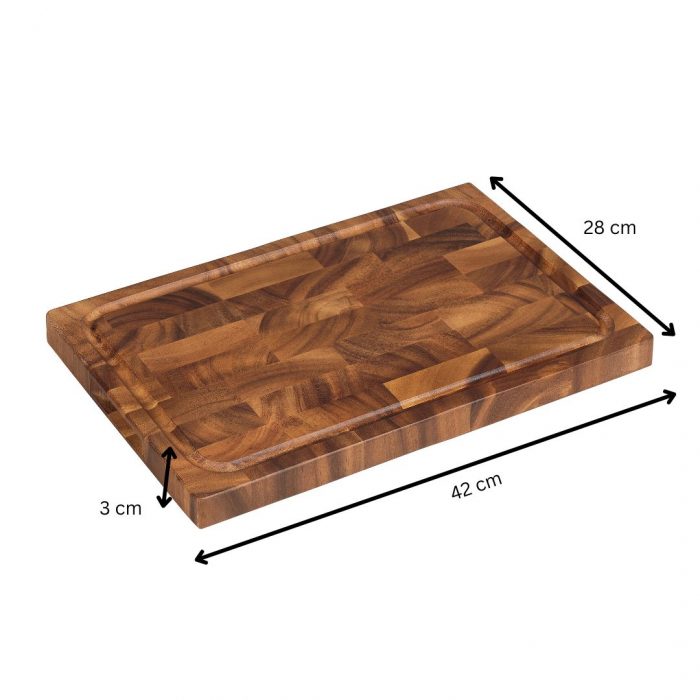 Tala Dual Purpose Rectangular End Grain Board w Groove  in Lacquered Acacia - Image 3