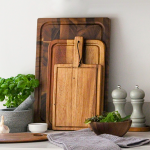 Tala Small Chunky Handled Board w Groove & Leather Tie in Lacquered Acacia (Pack of 6) - Image 2